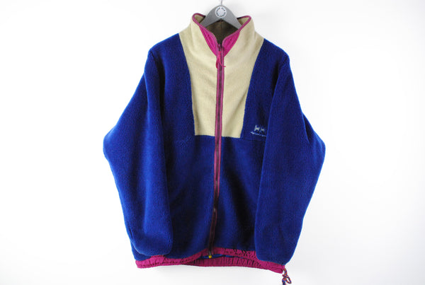 Vintage Helly Hansen Fleece Large blue heavy sweater jacket 90s retro purple heavy winter