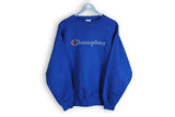 Vintage Champion Sweatshirt Large big logo blue sport jumper
