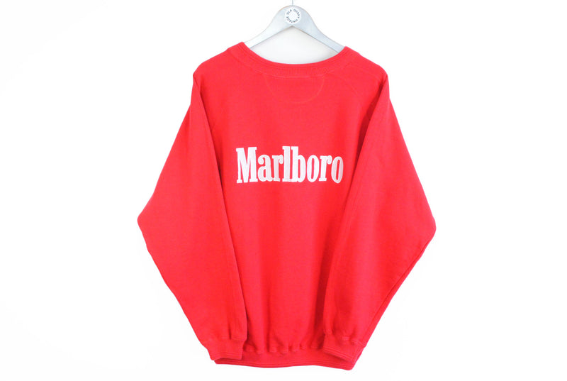 Sweat à Capuche Vintage Marlboro New Jersey Années 80 - Graphique Rétro Old School Gris Chiné