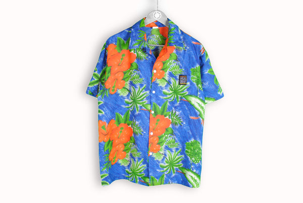 local colour vintage hawaii shirt tropical pattern palm sea ocean