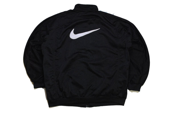 vintage nike track jacket black big logo swoosh