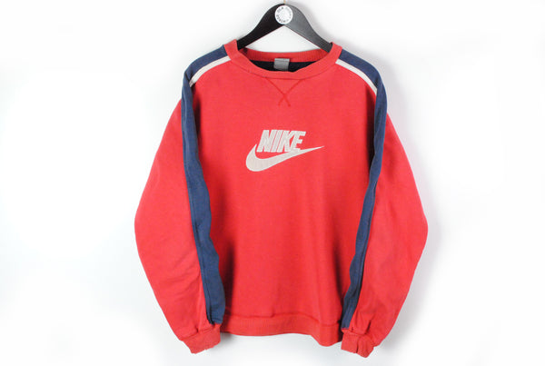 Vintage Nike Sweatshirt Large red big logo 90s sport swoosh retro style jumper