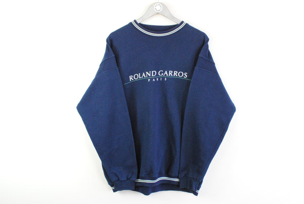 Vintage Roland Garros Paris Sweatshirt XLarge / XXLarge navy blue big logo jumper