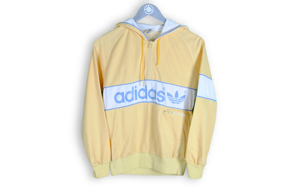 Vintage Adidas Hoodie Small yellow big logo nylon windbreaker hooded