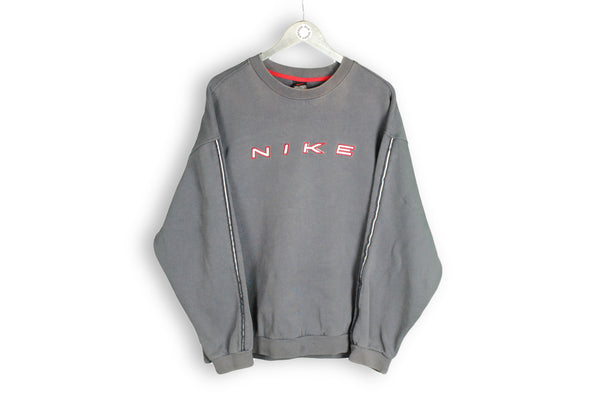 vintage big logo nike sweatshirt gray