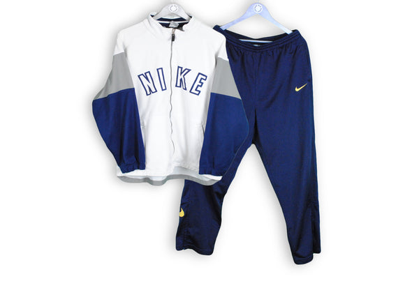 vintage nike big logo tracksuit white blue