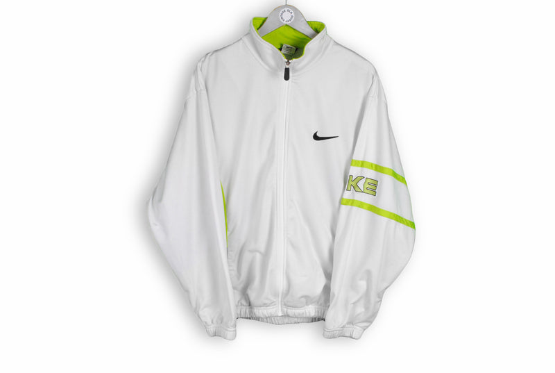 vintage nike green big logo track jacket white