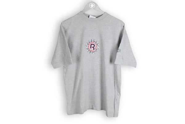 Vintage Reebok T-Shirt Large big logo embroidery gray