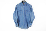 Vintage Levis Denim Shirt Medium 90s sport style blue jean blouse