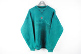 Vintage Beverly Hills Sweatshirt XLarge green 80s embroidery logo retro style Athletic jumper