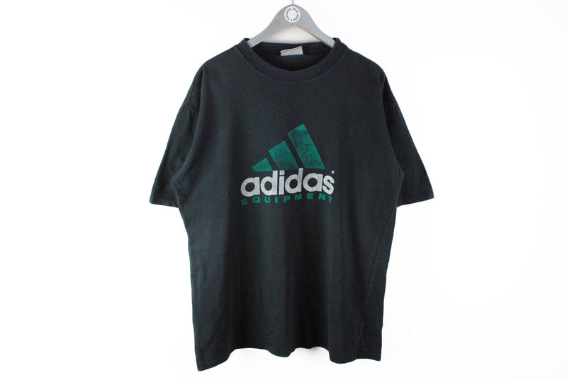 Vintage Adidas Equipment T-Shirt XXLarge black big logo retro 90s tee