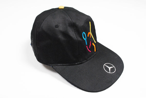 Vintage ATP Tour Mercedes Cap black big logo 90s baseball hat tennis sport