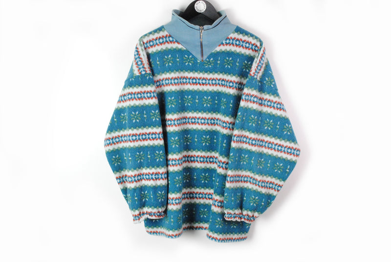 Vintage Fleece 1/4 Zip Small / Medium blue 90s sport style ski sweater