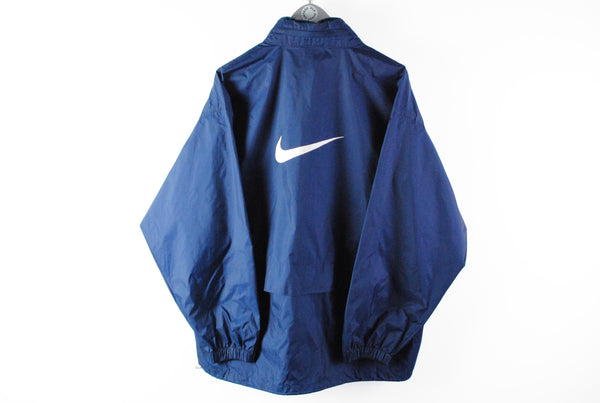 Vintage Nike Jacket XLarge navy blue swoosh big logo 90s windbreaker