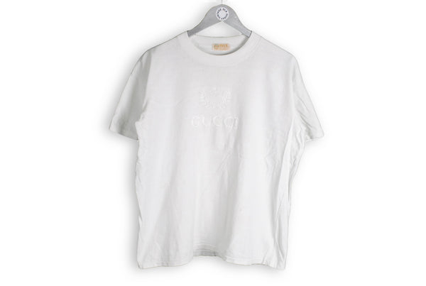 Vintage Gucci Bootleg Embroidery Logo T-Shirt Small white big logo