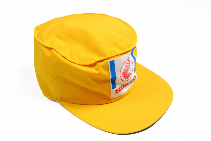 Vintage Honda Cap 70s yellow big logo racing work hat Formula 1