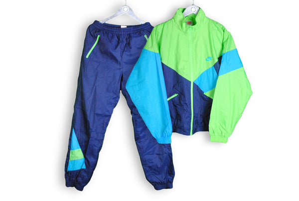 Vintage Nike tracksuit green blue multicolor 90s jacket and pants sport