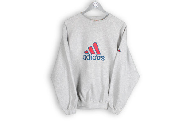 Vintage Adidas Sweatshirt Large big logo gray basic sport jumper