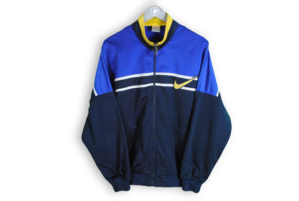 Vintage Nike Track Jacket big logo blue yellow 90s