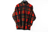 Vintage Fleece 1/4 Zip Medium campagnolo Sweater 90s plaid pattern soft jumper