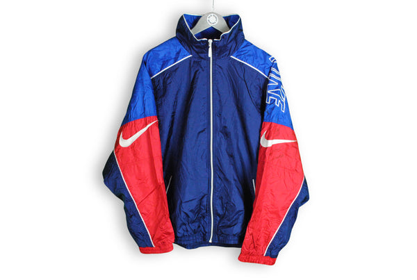 Vintage Nike Track Jacket XLarge blue red big logo windbreaker 90s