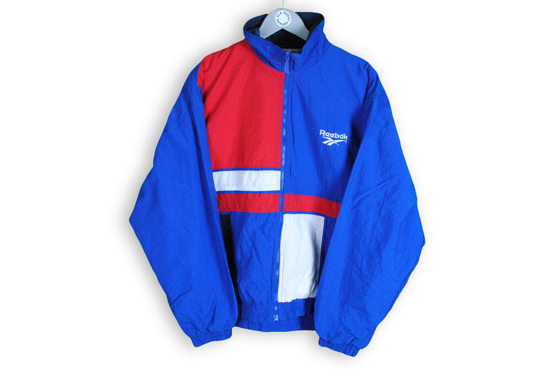 Vintage Reebok Track Jacket Large blue red multicolor basic sport 90s 