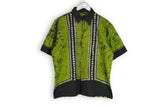 Vintage Hawaii Shirt green 90s abstract pattern silk blouse 