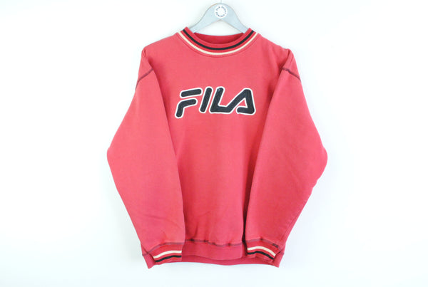 Vintage Fila Sweatshirt Medium red big logo 90s sport jumper