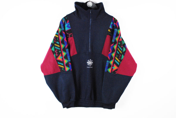 Vintage Fleece Half Zip Large multicolor blue 90s sport ski style sweater