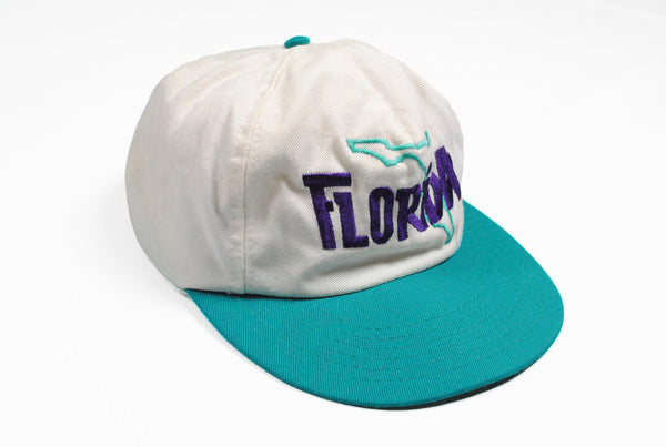 Vintage Florida State USA Cap white green big logo 80s 90s baseball hat