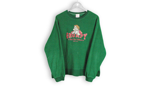 vintage grumpy disney green big logo fleece sweatshirt