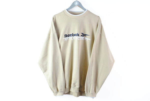 Vintage Reebok Sweatshirt XLarge / XXLarge beige big logo athletic dept retro style classic 80s sport jumper