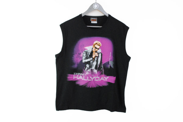 Vintage Johnny Hallyday 2003 Tour Top Large authentic music merch rare t-shirt