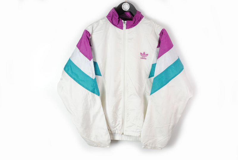 Vintage Adidas Track Jacket Small white 90s sport style windbreaker oversize athletic jacket