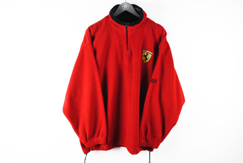 Vintage Ferrari Fleece XLarge red logo F1 Formula 1 michael schumacher warm winter sweater 90s