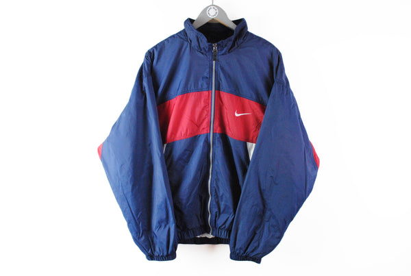 Vintage Nike Track Jacket XLarge big logo blue red retro style 90s sport windbreaker