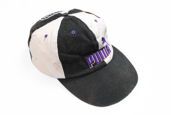 Vintage Puma Cap black white purple big logo hat street soccer