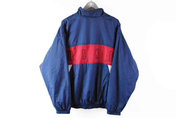 Vintage Nike Track Jacket XLarge big logo blue red retro style 90s sport windbreaker