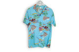 Vintage Hawaii Shirt XLarge tropical pattern blue sea ocean print
