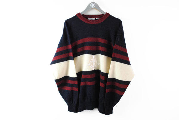 Vintage Valentino Sweater XLarge made in Hong Kong multicolor big logo retro 80s jumper classic luxury wear