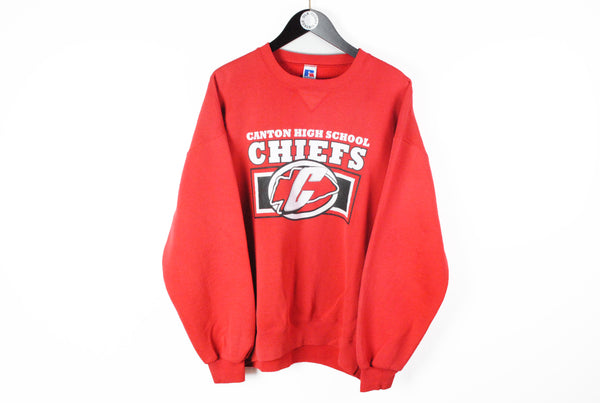 Vintage Chiefs Canton High School Sweatshirt XLarge red oversize retro style University football team USA style jumper