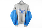 Vintage Puma Sweatshirt Medium big logo gray blue retro 90s sport jumper