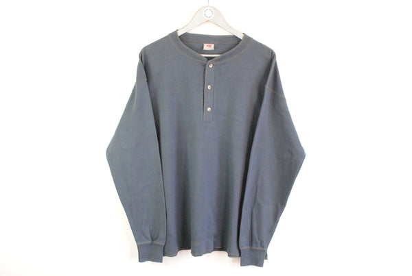 Vintage Levis Long Sleeve T-Shirt Large gray sweatshirt button up 90s 