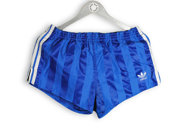 Vintage Adidas Shorts Medium 80s classic made in west germany striped logo blue