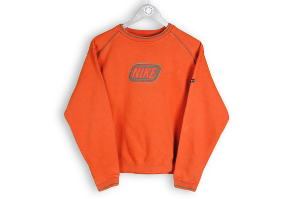 vintage orange nike big logo sweatshirt xs