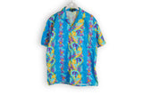 Vintage Hawaii Shirt XLarge blue dragon style Japan