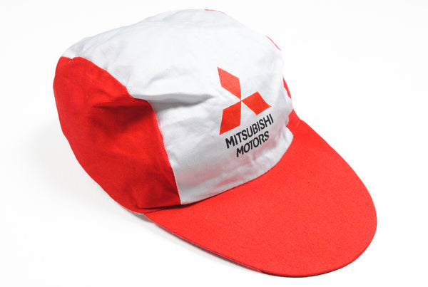 Vintage Mitsubishi Motors Cap red white big logo bicycle hat sport 90s 