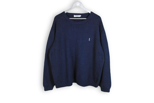 vintage yves saint laurent sweater small logo blue