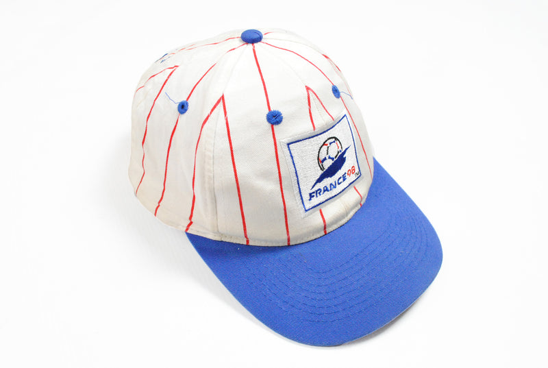 Vintage World Cup France 98 Cap white blue striped 1998 hat