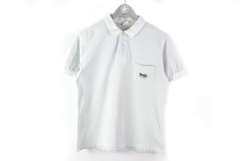 Vintage Celine Polo T-Shirt Medium white retro 90s 80s big pocket logo authentic men's shirt